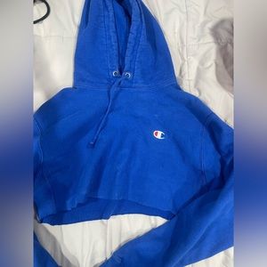 Blue Champion Crop Hoodie